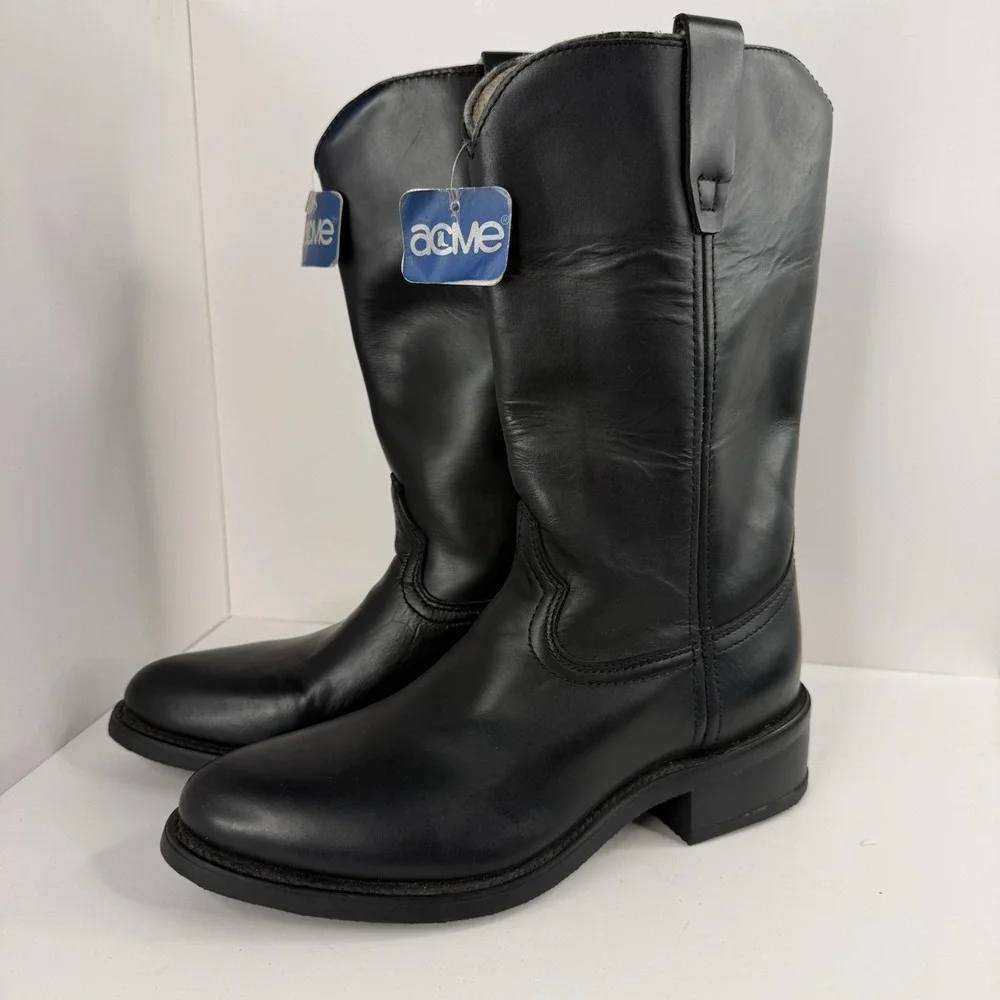 Acme Women's Vintage Black, Riding Boots Size 8.5D Brand New With Tags